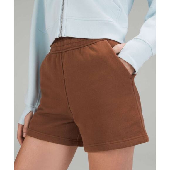 Lululemon Shorts Womens 4 Loungeful High Rise Short 4 Brown Comfy Cozy Fleece - Picture 2 of 13